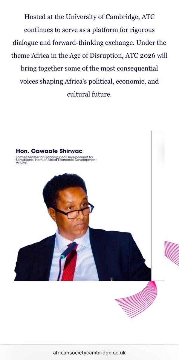 Awale11's tweet image. africansocietycambridge.co.uk/atc

#Cambridge #University #Africa #Together #Conference 2026.
I’m pleased to share that I will be speaking at the University of Cambridge ATC 2026.
This year’s theme,“Africa in the Age of Disruption,” promises timely and important conversations. Click link👆