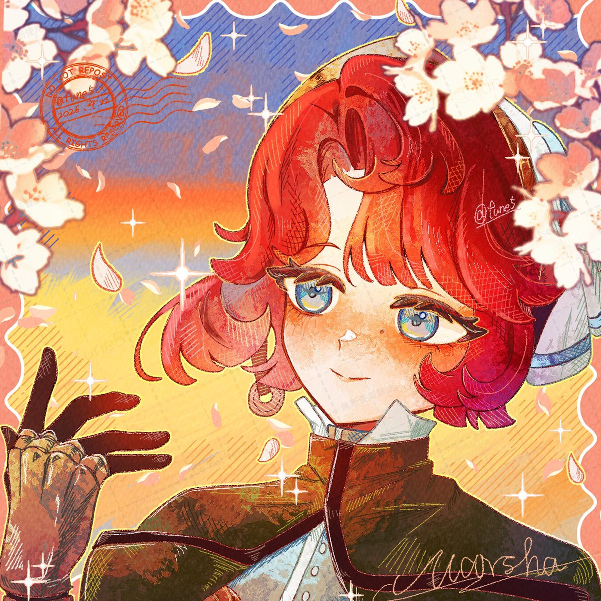 fune5_X's tweet photo. マルシャさんと桜
完成が遅くなった！🌸 https://t.co/0m091n2OUY