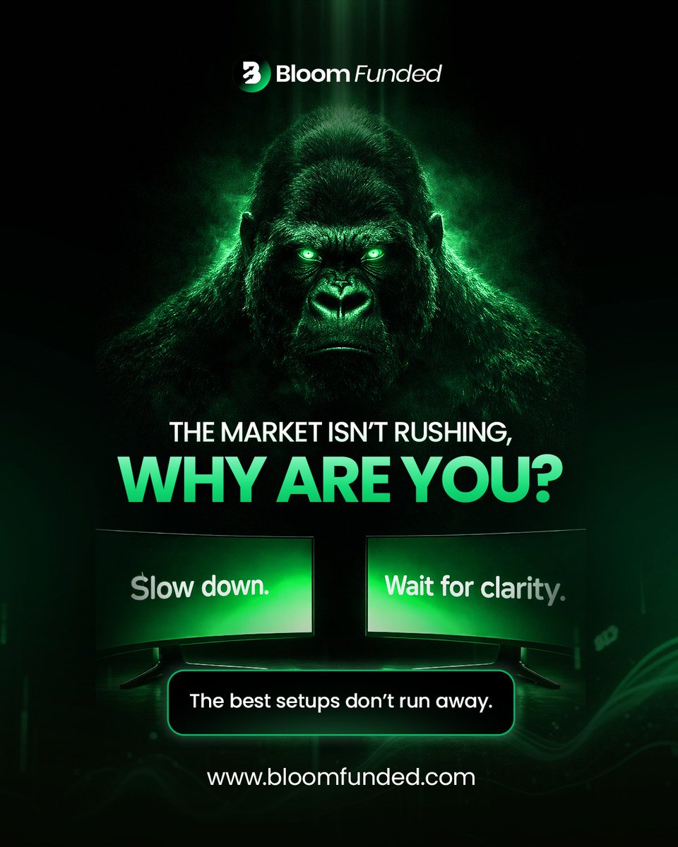 bloomfunded's tweet image. The market moves on its time — not yours.

So why rush?

Refine your patience. Wait for clarity. The best opportunities don’t need chasing — they meet you when you’re prepared.

Discipline first. Execution second.

#TradingDiscipline #PatienceIsEdge #ForexMindset #SmartTrading
