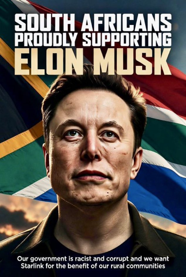 BafanaSurprise's tweet photo. Like and repost if you are in solidarity with Elon Musk and Starlink satellite services for being denied entry into South Africa. 

We stand with Elon Musk. https://t.co/D0ihG3Wg2g