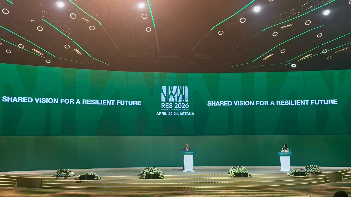 UNECE's tweet image. Commitment to #Environmental cooperation across #CentralAsia is remarkable. Further coordinated action &amp;amp; leadership are needed to address shared challenges. @UNECE &amp;amp; the🇺🇳family are ready to support w/ partnership &amp;amp; expertise to deliver concrete results~@Tatiana_Molcean @RES_2026