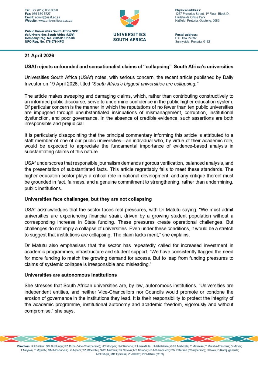 Universities South Africa tweet media