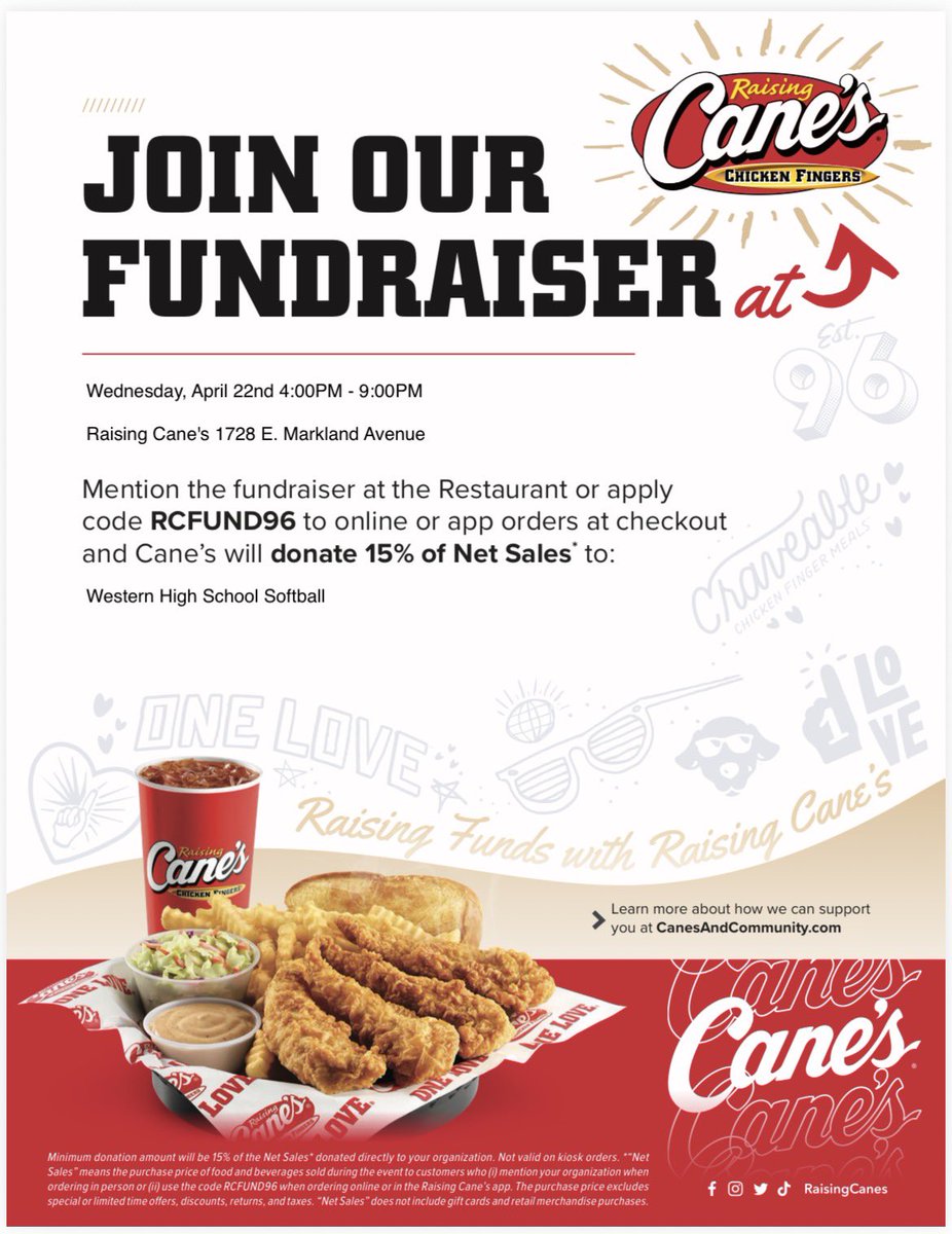 Help support Western Softball by just eating this evening! Go to Cane’s and mention Western Softball or use the code when ordering online! <a href="/Panthers_AD/">Western Athletic Department</a> <a href="/WHS_SID/">WHS Sports Information</a> <a href="/edwardss18/">Steve Edwards</a>