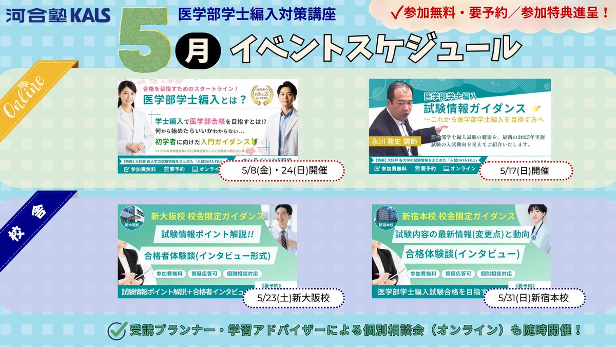 【フルセット】河合塾KALS 医学部学士編入対策講座2023 医学部学士編入対策講座】 🎏5月実施各種イベントご予約受付中！ 各