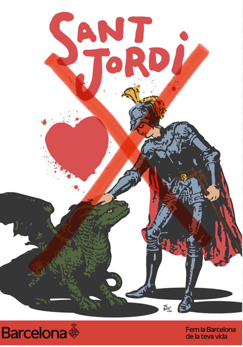 No. 
Sant Jordi no tenia el drac de mascota ni el va ensinistrar. El cavaller va matar la bèstia ferotge perquè es cruspia les donzelles i salvà la princesa!
De la seva sang brollà un roser i en regalar-li una de les seves roses, la va enamorar
Tradicions, sí. Xorrades, no
♥️…