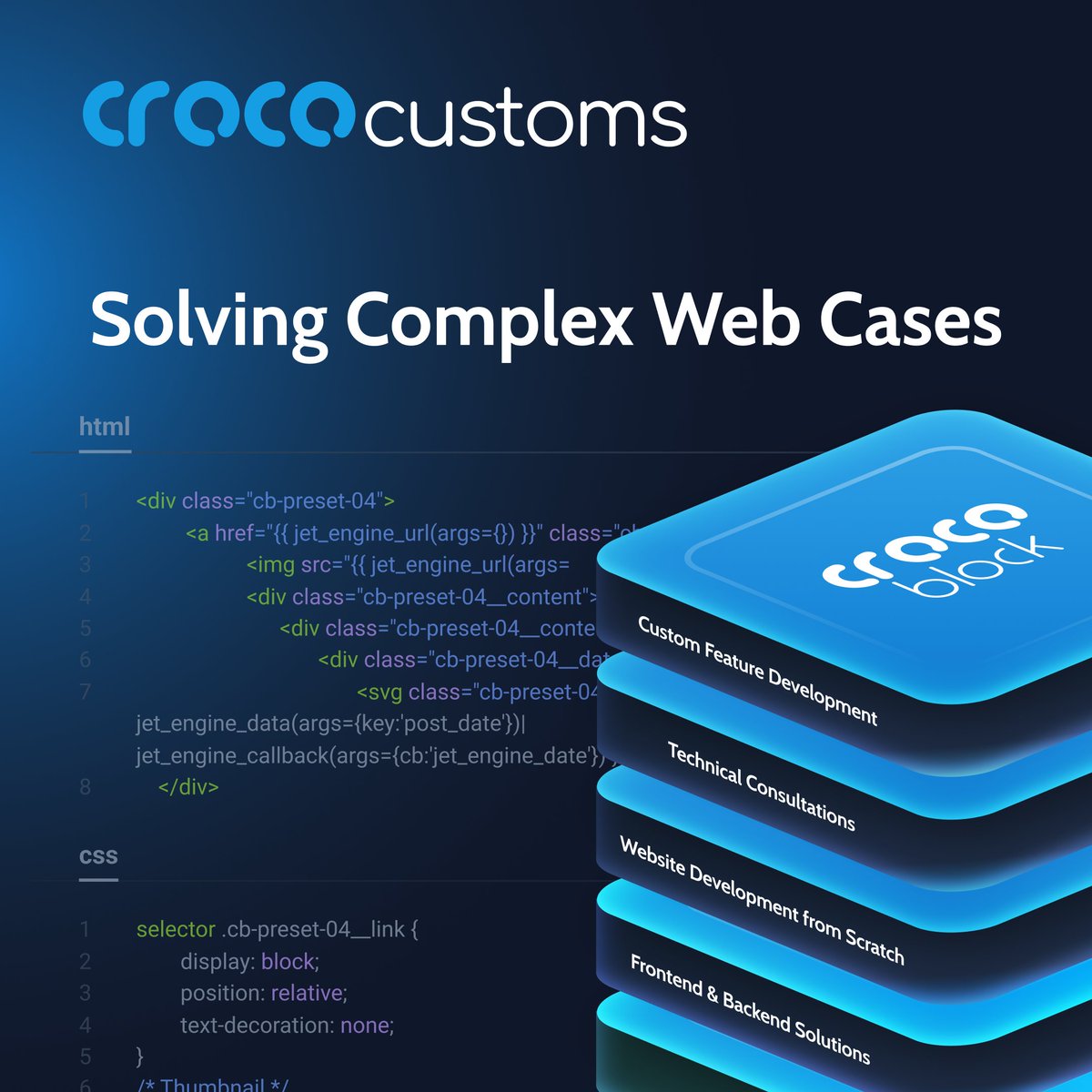 MRcrocoblock's tweet image. Now we also build custom #WordPress solutions for complex projects ⚙️
Croco Customs - by the team behind Crocoblock Beyond #plugins: custom features, advanced logic &amp;amp; tailored systems 🧩

Complex idea? We build it with you
Let’s build it right 👉out.crocoblock.com/4cWzseK