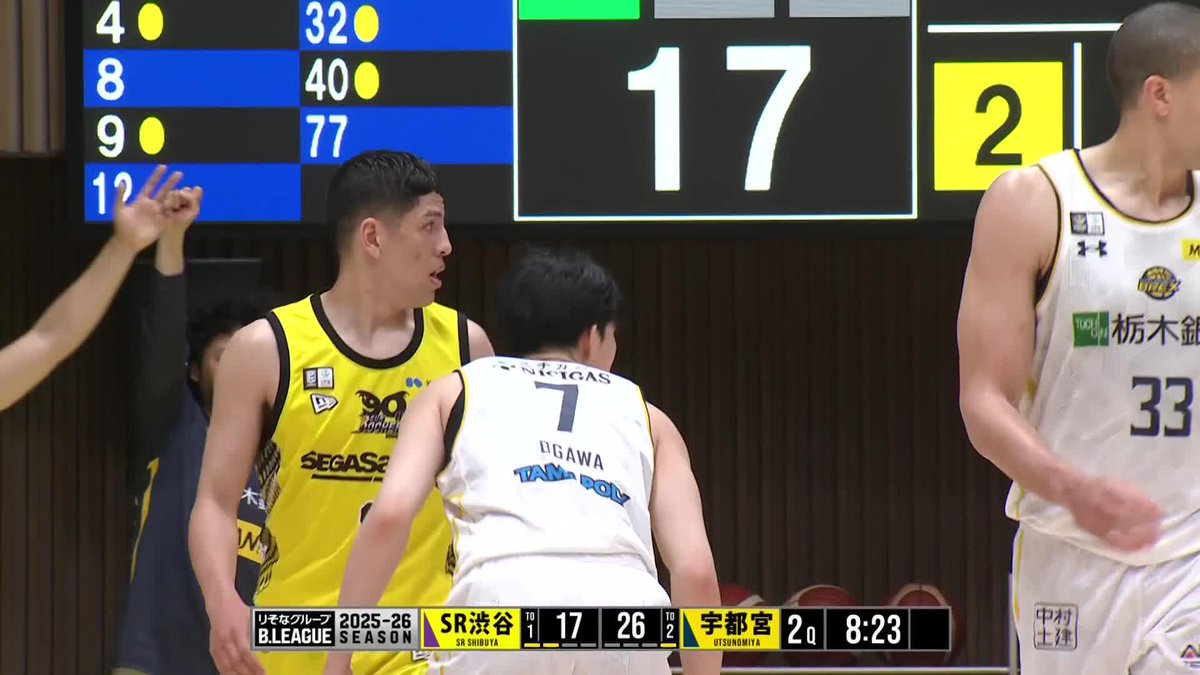 4/22(水) SR渋谷戦 2Q #7 小川選手がコーナーから3Pシュートを決める
