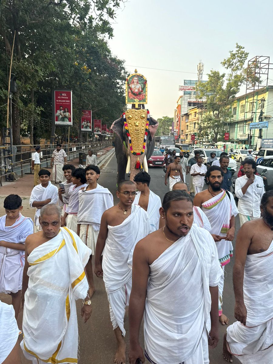 KanchiMatham's tweet photo. Glimpses from the Sri Adi Shankaracharya Jayanti Mahotsavam celebrated at #Thrissur, Kerala with the blessings of Pujyashri Shankaracharya Swamiji of Shri Kanchi Kamakoti Peetam - 21 Apr. 2026- Veda Parayanam and visesha pujas were performed. The portrait of Jagadguru Adi Shankaracharya was taken in a procession on a caparisoned elephant from the Sri Vadakkunatha Swami temple.#kamakoti #shankarajayanti #shankaracharya #Kerala