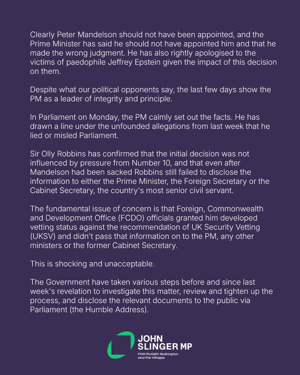 John Slinger MP tweet media