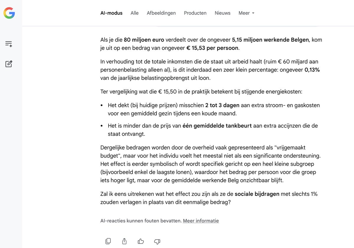 WenWer07's tweet photo. @GLBouchez @MR_officiel Lang leve AI: 
We krijgen dus 15,53 €/werkende persoon. https://t.co/oRqdrERkNR