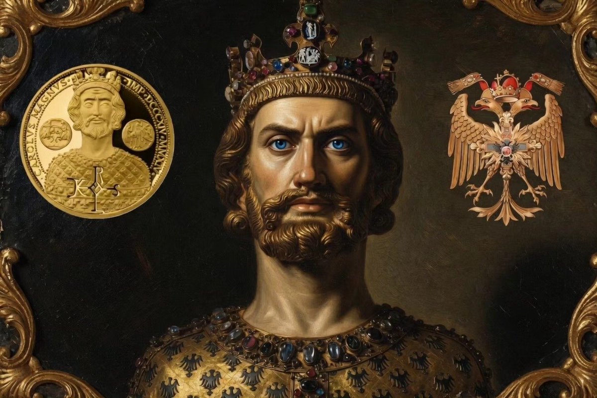 HREAssociation's tweet photo. Charlemagne (2 April 748 – 28 January 814) was King of the Franks from 768, King of the Lombards from 774, and Emperor of what is now known as the Carolingian Empire from 800. He united most of Western and Central Europe, and was the first recognised Emperor to rule from the west after  the fall of the Western Roman Empire approximately three centuries  earlier. Charlemagne's reign was marked by political and social changes that had lasting influence on Europe throughout the Middle Ages.

https://t.co/pAB77lfVg5
https://t.co/G2bBVBgsIo