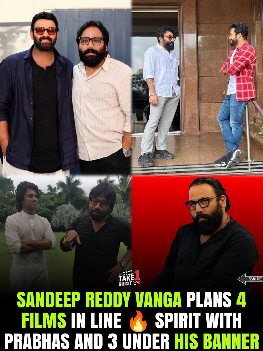 Take1ShotOk's tweet image. Vanga is clearly in a full-on building phase 👀🔥
Spirit with Prabhas is just one part of it… he’s already planning more films under his banner.
Busy phase, big plans 💥

#srv #prabhas #ntr #vijaydevarakonda #tollywood
