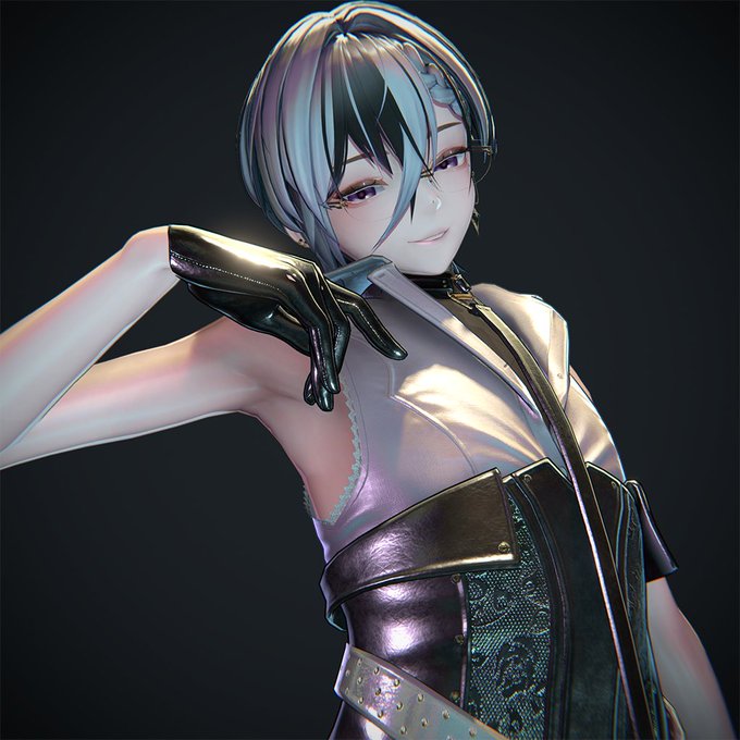 [ WIP ] 新作アバター「ツベロス」進捗 服はある程度パーツ単位でバラしたので、お好きな露出具合でどうぞ あと腋周りの彫り込みをノーマルマップで強化しました #Tubeross3D