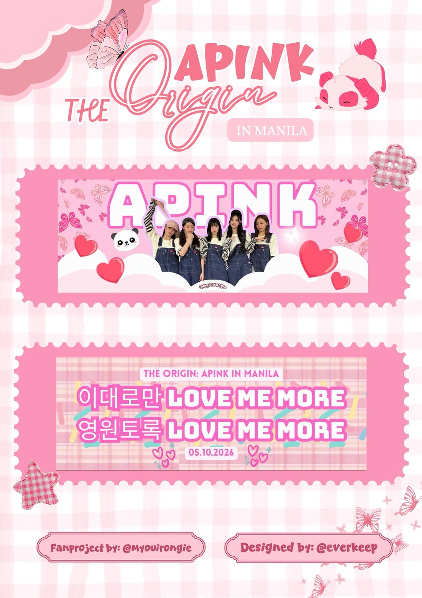 The Origin: Apink in Manila 💝
Fan Support by <a href="/myouirongie/">마쿠 maku 🐼</a>
 
Hand banner 🎀

❀ limited qty, (1:1)
❀ open for trades
❀ time &amp; loc tba
❀ like, follow &amp; rts are greatly appreciated

See you po pandas 🐼 💝

#The_Origin_Apink
#The_Origin_Apink_Manila
#ApinkInManila