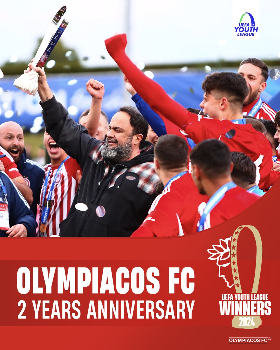 olympiacosfc's tweet photo. Two years ago, our young lions conquered Europe.

A moment that will never fade 🏆

#Olympiacos #WeKeepOnDreaming https://t.co/EGEcv5yLUS