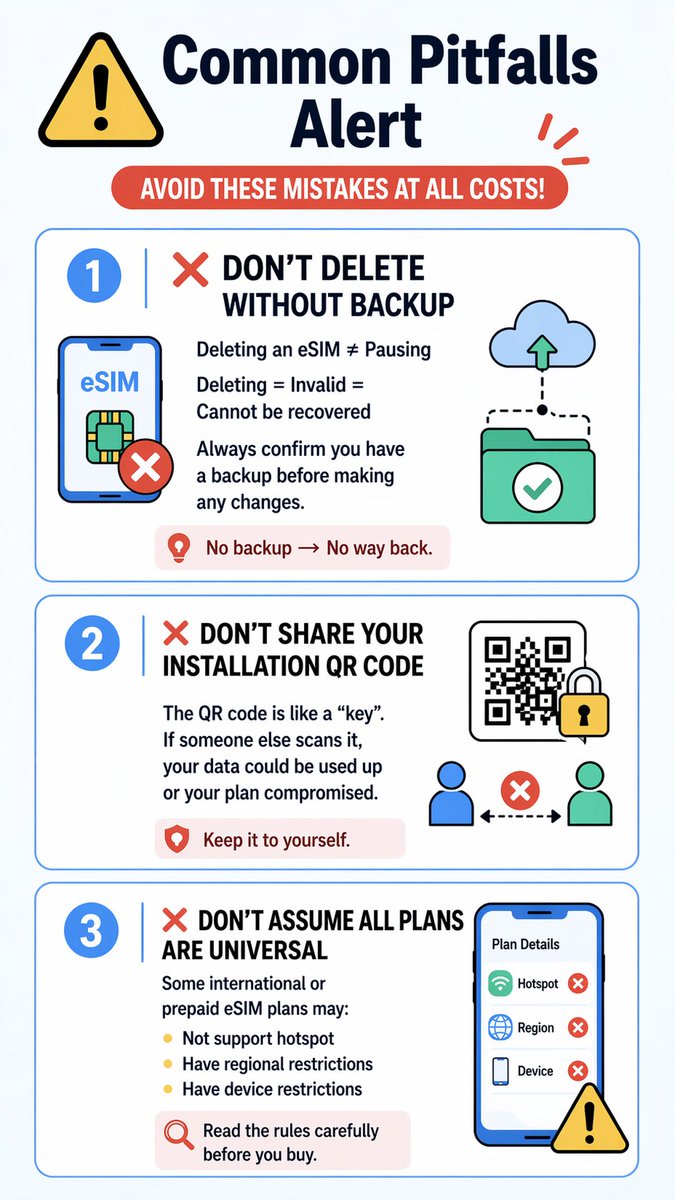 Mede_eSIM's tweet photo. ⚠️ Don’t let eSIM ruin your trip

Most people use eSIM WRONG — and regret it later

Here’s a quick checklist to avoid disaster 👇
Have you ever had eSIM issues?
Reply below 👇
#eSIM #TravelTips #TechTips #DigitalNomad #TravelHack #eSIMGuide #Connectivity #TravelSmart https://t.co/cdNEvDFO17