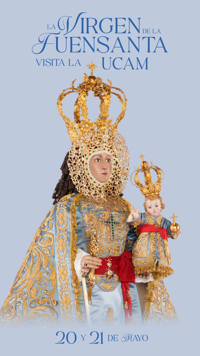 ✝️ La Virgen de la Fuensanta, patrona de la ciudad de Murcia y de su huerta, visitará la UCAM los días 20 y 21 de mayo.

⛪ La imagen estará en el Templo del Monasterio de Los Jerónimos, en una visita enmarcada en el centenario de su Coronación Canónica, una efeméride de especial
