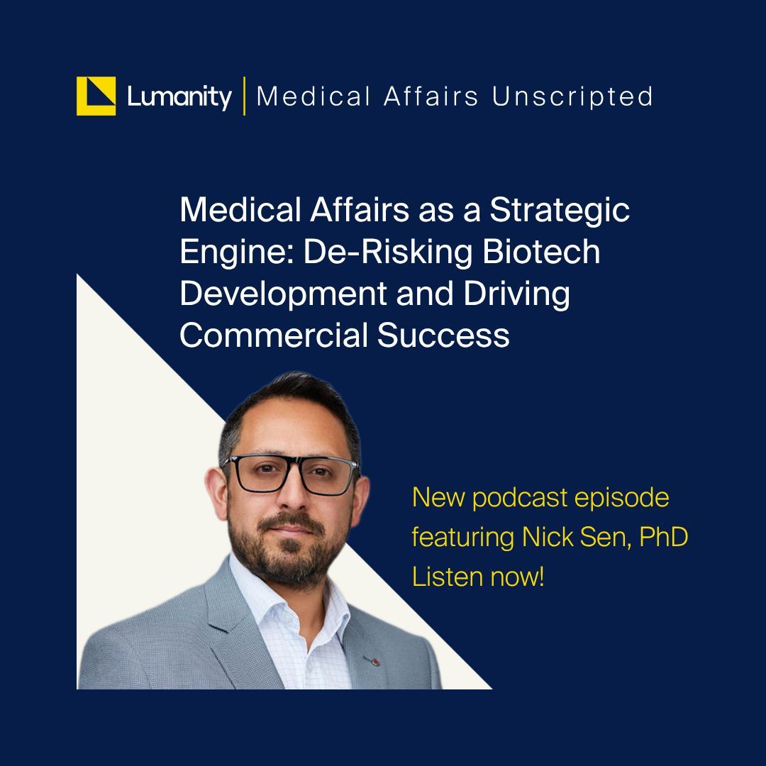 lumanity's tweet image. If you're building a biotech and medical affairs isn't at the table yet, this episode is for you. Listen anywhere you get your podcasts or here: buff.ly/5fvyGZc  

#MedicalAffairs #DrugDevelopment #ClinicalDevelopment #MarketAccess #Launch #MedicalAffairsUnscripted