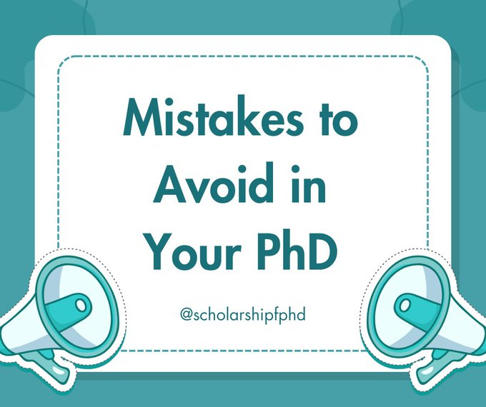 ScholarshipfPhd's tweet image. Mistakes to Avoid in Your PhD! 🚨

1️⃣ Not asking for help – Struggling in silence is a recipe for burnout. Ask your supervisor, peers, or online academic communities for advice.

2️⃣ Ignoring work-life balance – PhDs are marathons, not sprints. Burnout won’t help you finish
