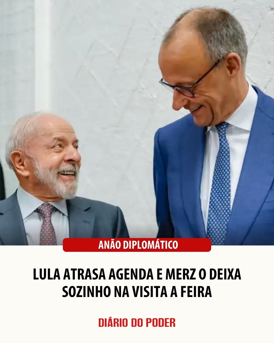 Chefe de governo de um país que já foi denominado de “anão diplomático” durate governo petista, Lula (PT) passou vergonha durante sua visita a Alemanha ao ser abandonado pelo anfitrião, o chanceler Fredrich Merz, durante visita a uma feira industrial em Hanover.