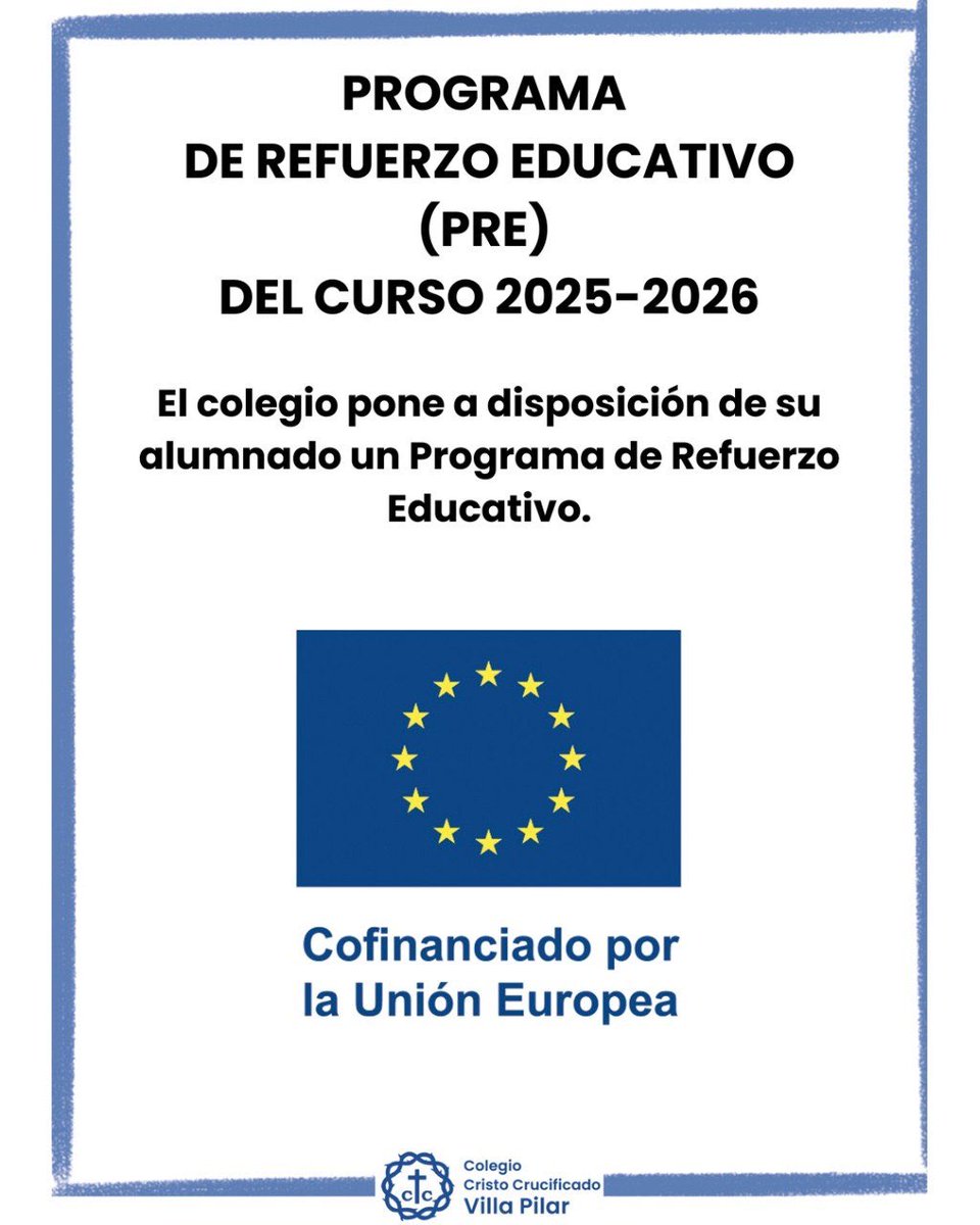 Desde el 2022, el colegio pone a disposición de su alumnado el Programa de Refuerzo Educativo, en horario extraescolar, cofinanciado por la Unión Europea - FSE+, destinado a apoyar a aquellos estudiantes que necesitan consolidar aprendizajes fundamentales en Lengua y Matemáticas.