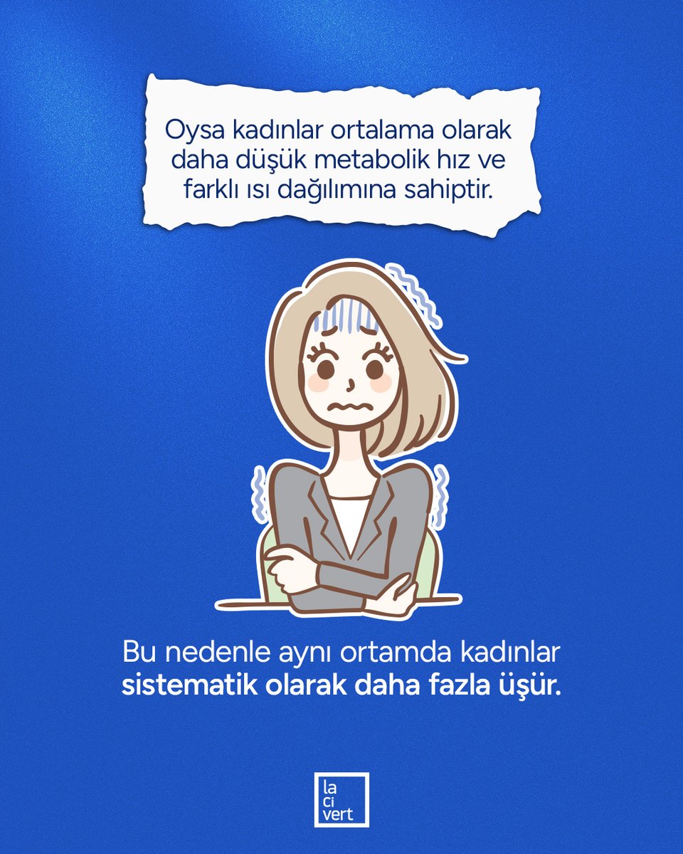 lacivert_dergi's tweet image. 👩‍💻🤦🏼‍♀️Kadınlar Üşümüyor, Ofisler Erkeklere Göre Tasarlanıyor!

Ofislerde kadınların neden sürekli hırkayla gezdiğini hiç düşündünüz mü?

#klima #ofis #kadın #soğuk