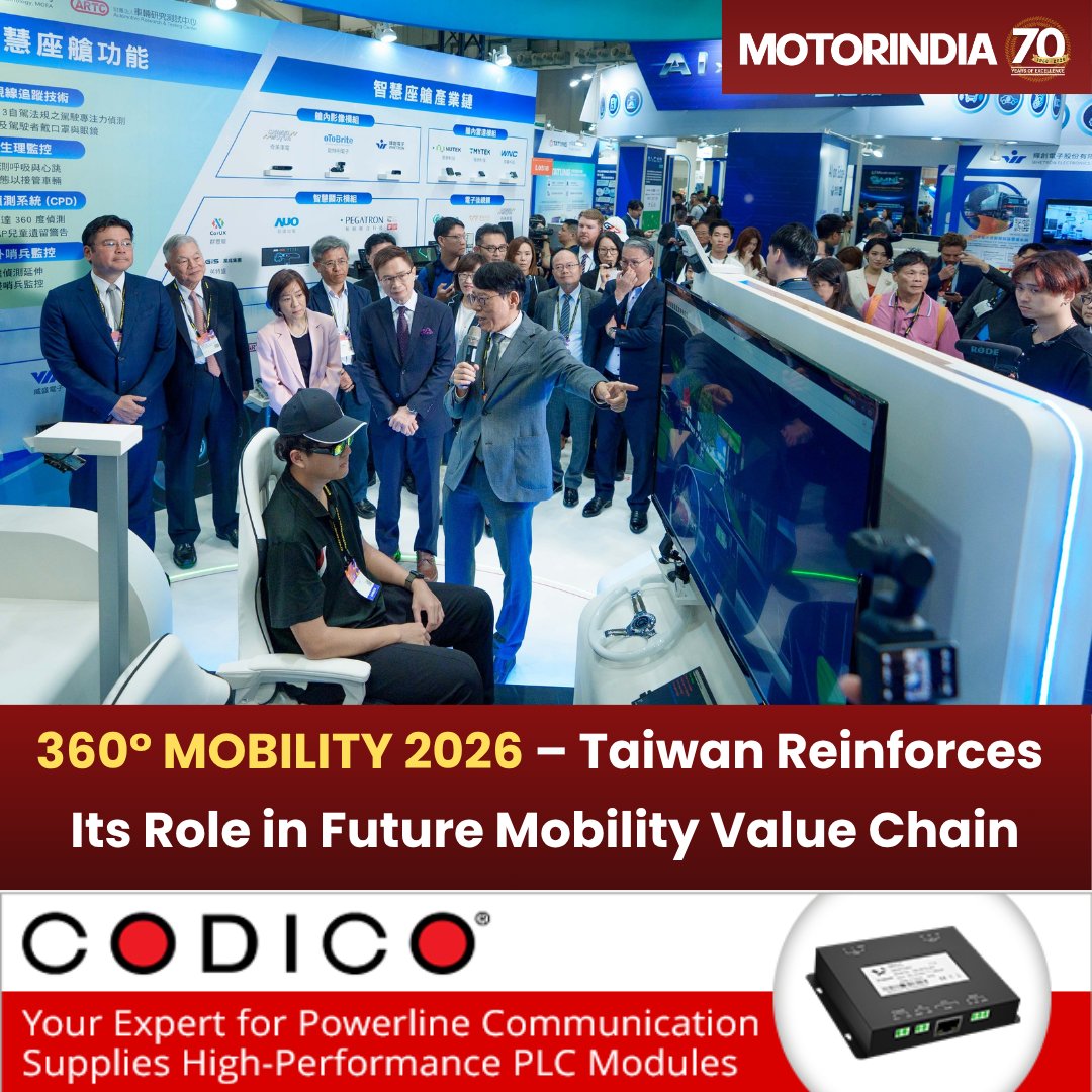 motorindiatweet's tweet image. The 2026 edition of the 360° MOBILITY Mega Shows, organised by the Taiwan External Trade Development Council (TAITRA), concluded successfully at the Taipei Nangang Exhibition Center Hall 1. 

𝐑𝐞𝐚𝐝 𝐌𝐨𝐫𝐞: motorindiaonline.in/360-mobility-2…

#360Mobility #FutureMobility #SmartMobility
