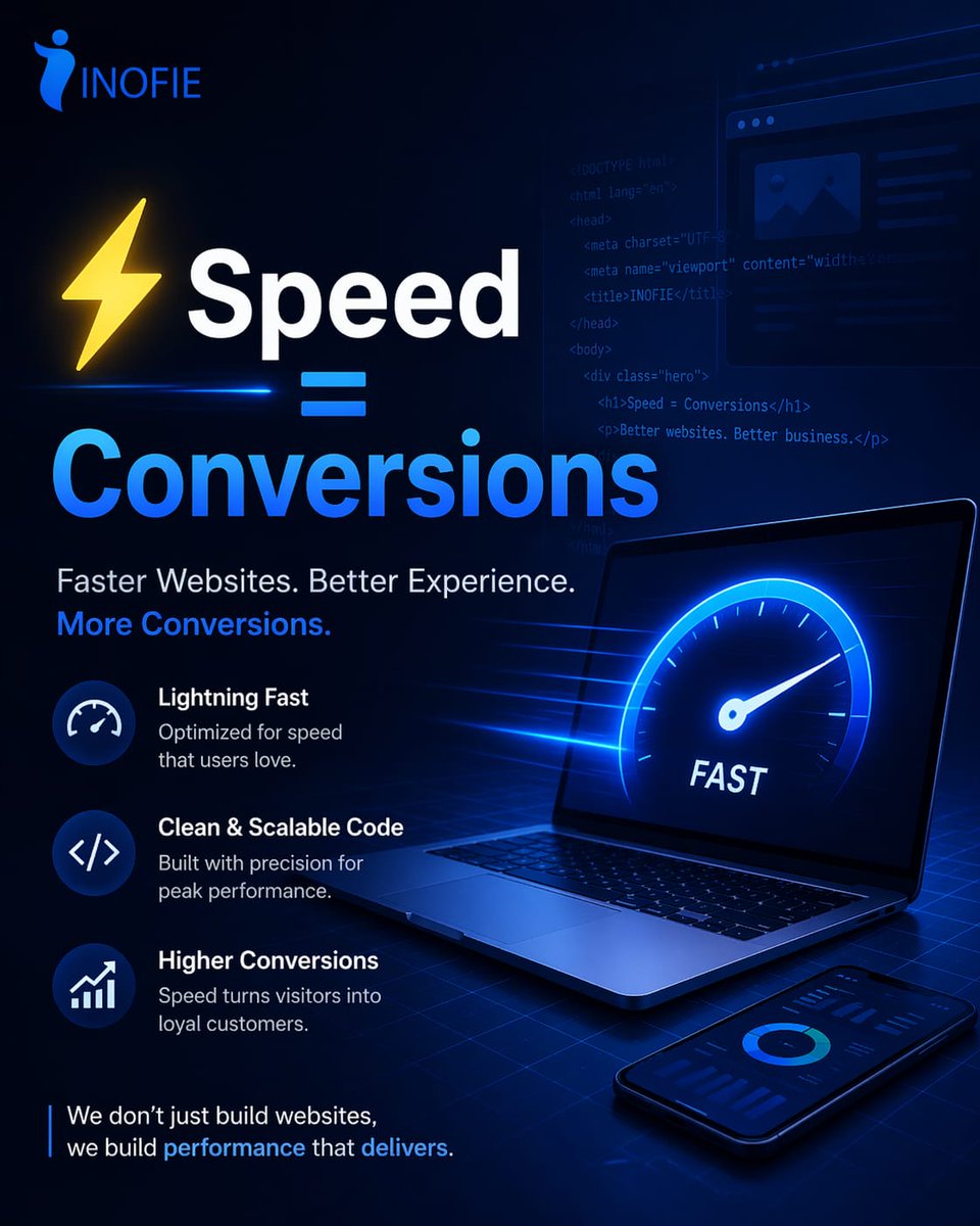 inofie's tweet image. At INOFIE, we build lightning-fast websites &amp;amp; mobile apps that: 
✔ Load in seconds
✔ Improve user experience
✔ Boost conversions 📈

💡 Don’t let a slow website hold your business back.

#WebDevelopment #AppDevelopment #MobileAppDevelopment #WebDesign #InofieTechnologies