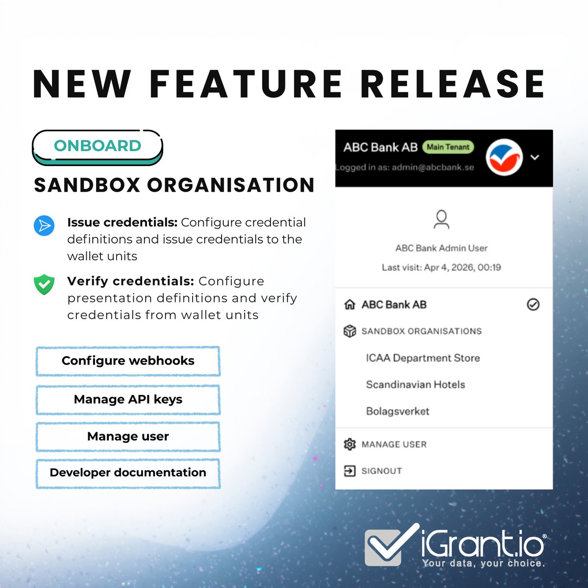 IgrantIo's tweet image. Sandbox Organisation by @IgrantIo is here. 🚀 A safer way to simulate multi-party @EUdigitalID Wallet flows before real-world deployment. #VerifiableCredentials

👉 Check out the real-world simulation of EUDI Wallet
docs.igrant.io/docs/sandbox-o…

#EUDIWallet #digitalidentity #eidas2