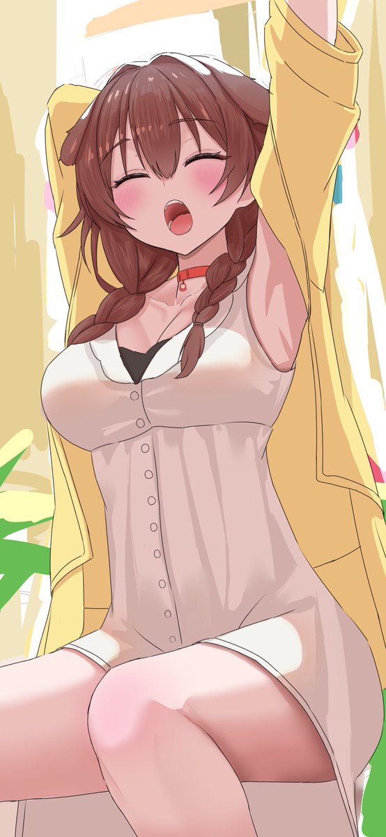 眠そうなころさん描いてる