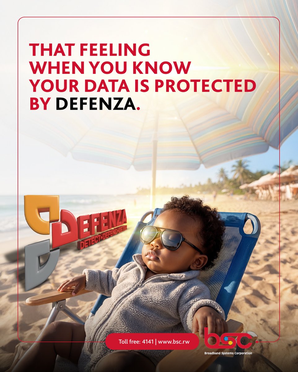 bscrw's tweet image. Relax, Your Data is in Safe Hands.
That feeling of total peace of mind? That’s Defenza.

Reach out to us by calling 4141 or Visit us at Kn5 Airport Road, BSC Building, Kisimenti – Gasabo or call 4141 to get started.

#Defenza #CyberSecurity #StayProtected #BSC #CyberAttacks