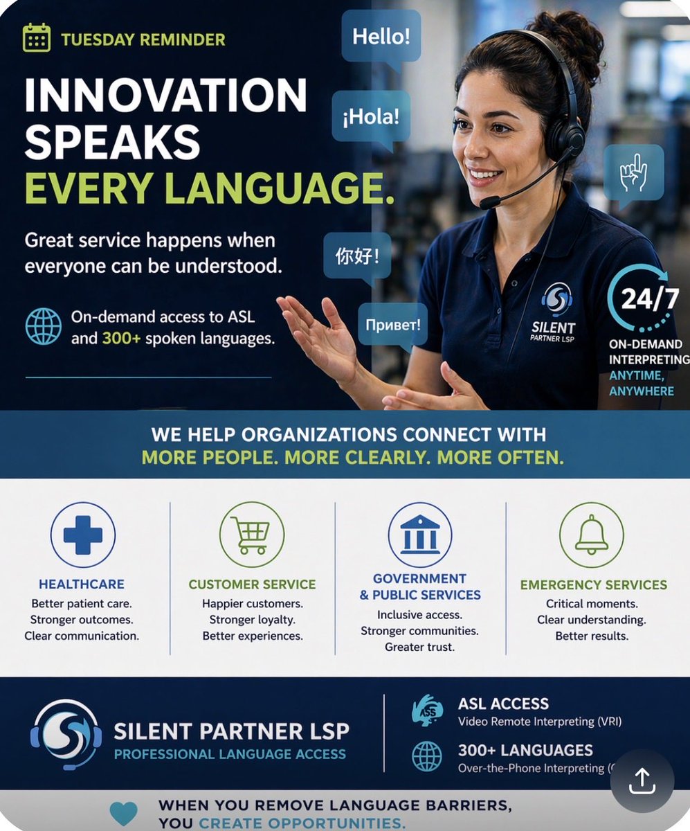 Silentpartlsp's tweet image. It’s Earth Day. If your community cannot clearly access your services or support, part of that community is still being missed. Silent Partner LSP provides on-demand ASL + 300+ spoken languages so more people can actually access what you offer. #EarthDay #LanguageAccess #ASL