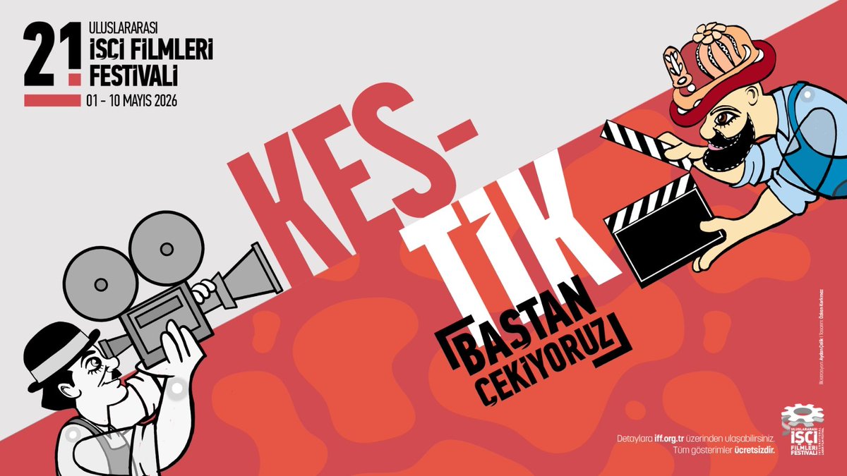 21. Uluslararası İşçi Filmleri Festivali, 2 Mayıs’ta açılışını İstanbul, Ankara ve İzmir’de düzenliyor

#KestikBaştanÇekiyoruz #İFF21 #işçifilmfest

iff.org.tr/duyurular-blog…