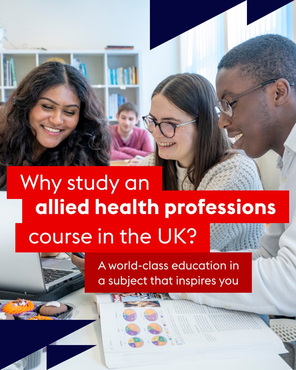 pkBritish's tweet image. From physiotherapy, to audiology, dietetics and more 
Study for an allied health professions degree in the UK and get the training and skills you need for a career with unlimited possibilities. 
🔗ow.ly/HhoH50YLsgM

#StudyUK #AlliedHealthProfessions #Physiotherapy