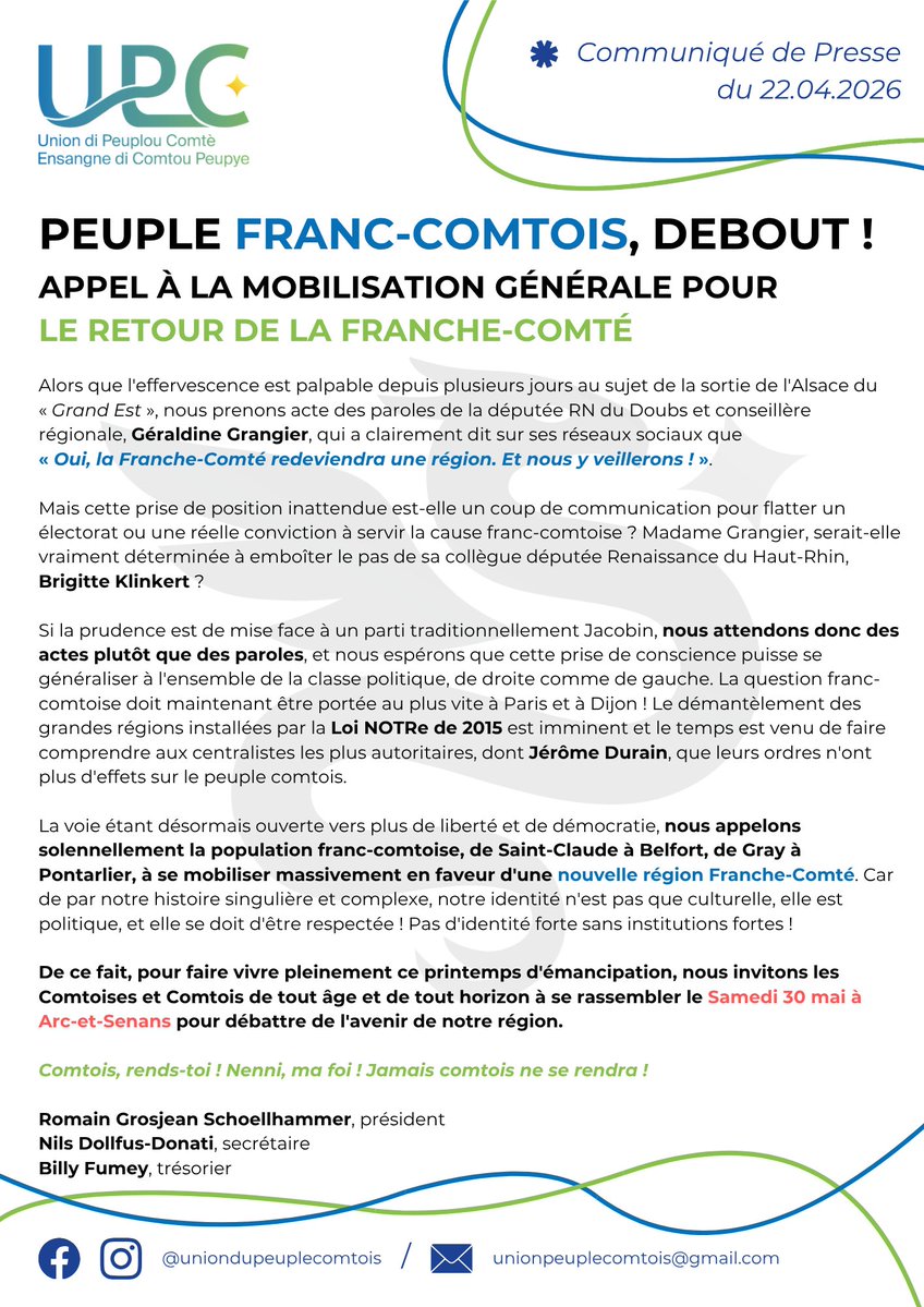 Union du Peuple Comtois tweet media