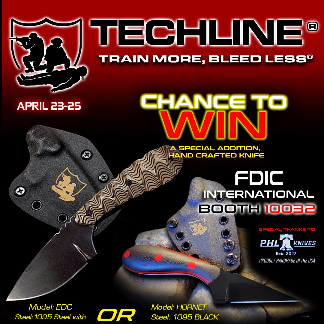 techlinetrauma's tweet photo. Drop a card for a chance to win this @PHLknives custom Techline Knife.
See you at Booth 10032 in the Expo hallway.

#FDIC2026 #firstresponder #firerescue #paramedic #medic #ems #techlinetrauma #tccc #woundsims #bleedingcontrol #techline #MadeintheUSA https://t.co/e8JJXWZGYp