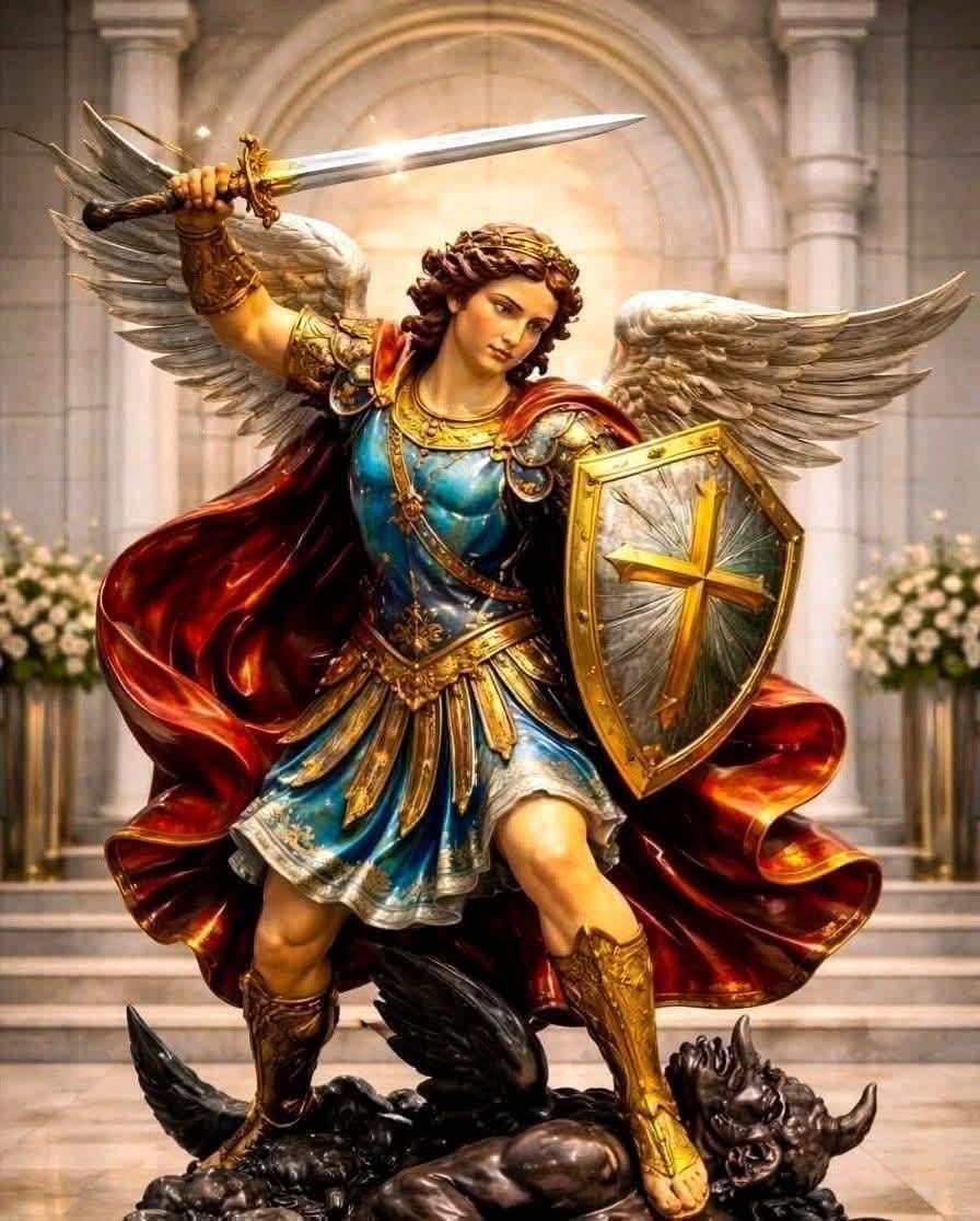 St. Michael the Archangel.
Defend us on the day of battle. Be our safe guard against the wickedness and snares of the devil......(complete it).

Amen!