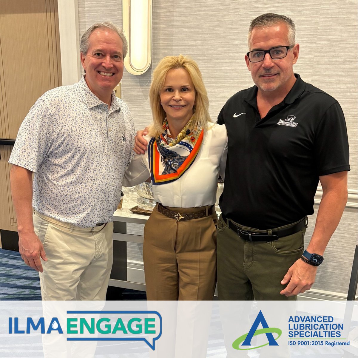 AdvancedLubes's tweet photo. Greg Julian and Chuck Decker of Advanced Lubrication Specialties (ALS), both ILMA Board members and Past Presidents, connecting with ILMA CEO Holly Alfano as the meeting gets underway.

Great conversations, strong leadership, and a clear focus on the future of our industry. https://t.co/VxMCUEX5Vc