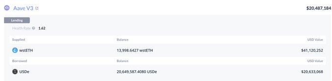 Qantrop's tweet image. #WHALE #ETH #LENDING

$22.68M

whale 0xD91D

borrowed $ETH, sold on Binance, repaid loans on Aave

– 9,500 wstETH deposited into Spark
– borrowed 9,500 ETH ($22.68M)
– USDE withdrawn from Binance to repay Aave loans

Where the money is:
in lending and repayment flows