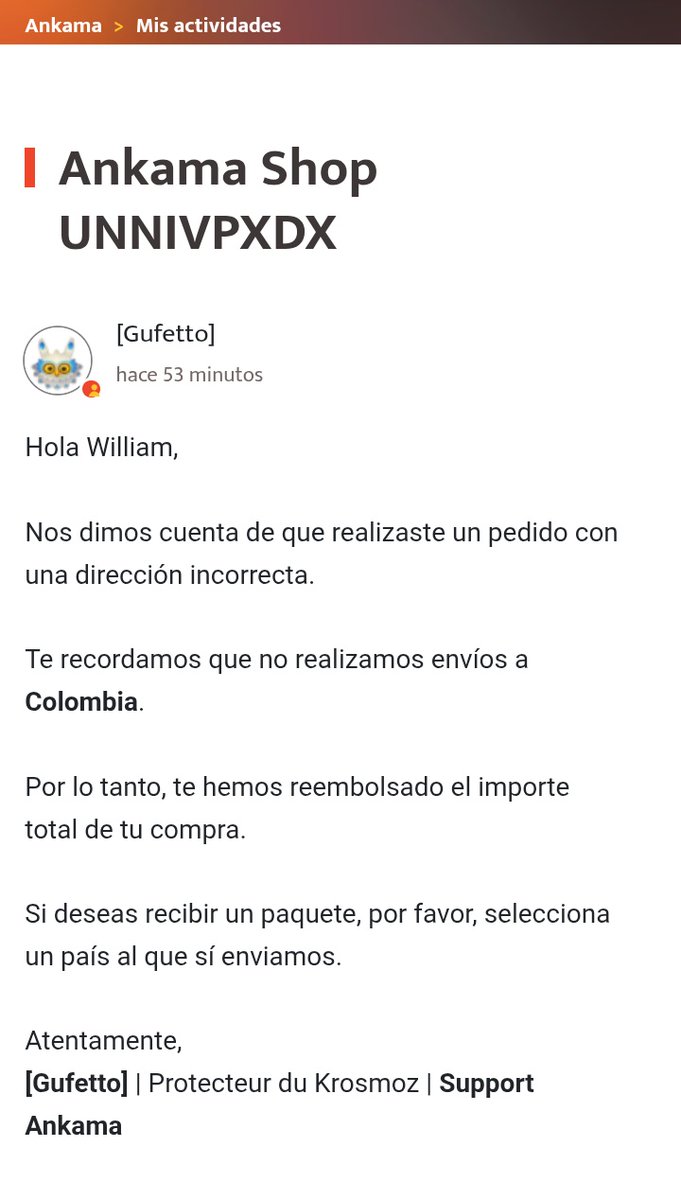 william2011012's tweet photo. @DOFUSTouch_ES Hice el pedido del cojín, lo pague y 5 días después me dicen que no hacen envíos a Colombia, raro porque he pedido cosas, ya abandonaron a la comunidad colombiana? https://t.co/BdQl94DkhU