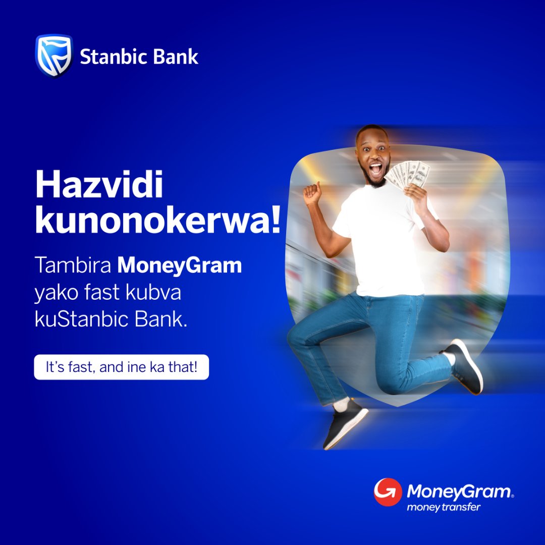 StanbicBankZW's tweet image. Tambira mari yako nekukurumidza uye zviri nyore neMoneyGram kuStanbic Bank.​

#StanbicBankZW #MoneyGram #ZviriEasy
