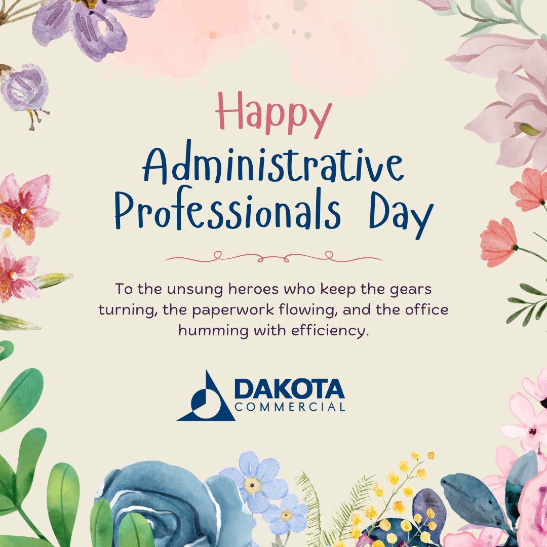 DkotaCommercial's tweet photo. Happy Administrative Professionals Day!
Today we celebrate and thank the incredible individuals who keep everything running smoothly behind the scenes. We are truly grateful for all that you do.
We appreciate you today and always! https://t.co/W7Ioxxu1EY
