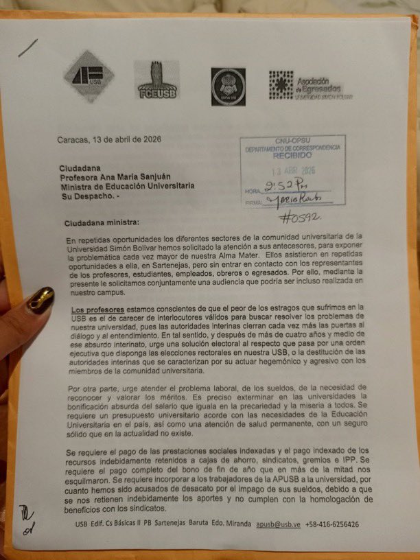 ReporteYa's tweet image. #22Abr #UniversodadesEnVenezuela #Denuncia 
@FCEUSB:  Es inaceptable que tras tres visitas formales al Ministerio (el 24 de enero de 2025, el 6 de marzo de 2026 y el 13 de abril de 2026) la respuesta del Estado siga siendo el silencio cómplice ante la ruina de la Universidad