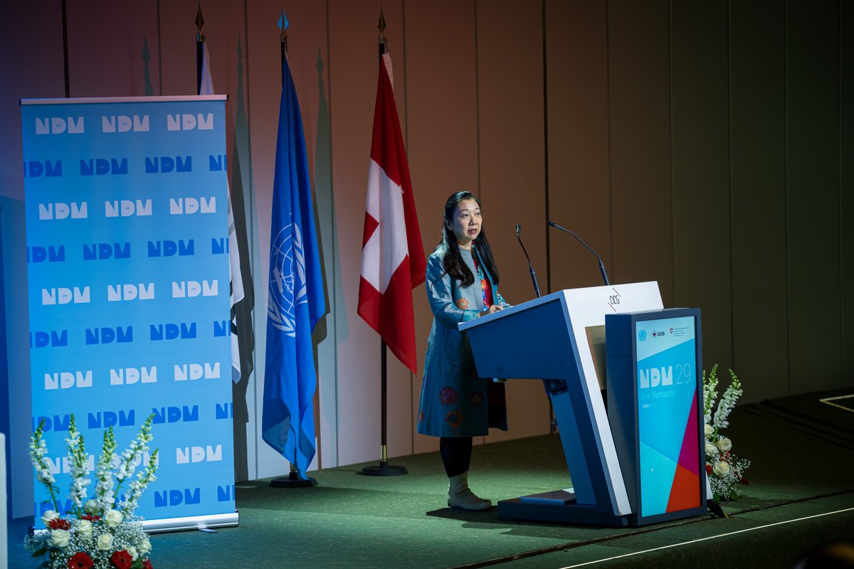 theGICHD's tweet image. The 29th International Meeting of Mine Action National Directors &amp;amp; UN Advisers is underway in #Geneva.
Powerful opening addresses set the tone for #OneHumanity &amp;amp; reminded us that mine action is not technical work. It is human work. It is the restoration of possibility.💙 #NDMUN29