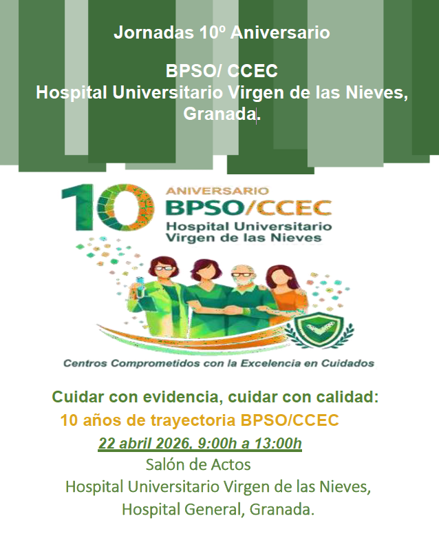 LolaCuidados's tweet photo. Jornadas 10º Aniversario BPSO/ CCEC en el @hospital_hvn. Acto de redesignación de esta institución Comprometida con la Excelencia en Cuidados. Felicitaciones desde BPSO Host-Andalucía a todos los profesionales. 
#BPSOAndalucía @saludand @RNAO @BPSOspain @Investenisciii https://t.co/6aLmTo12i1