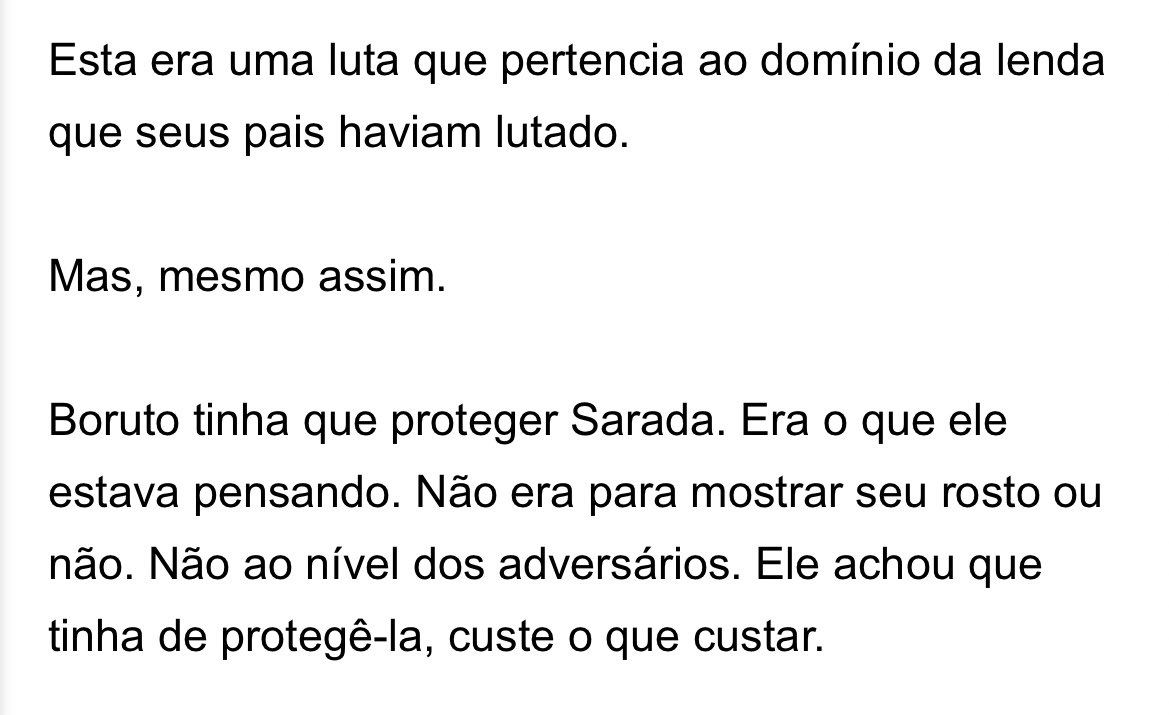 As pessoas que dizem isso nunca realmente conheceram o Boruto, pq desde a primeira novel (correspondente ao arco do exame Chunin e Momoshiki) a prioridade do Boruto é proteger a Sarada. É simplesmente o personagem dele desde o começo, ele não "ficou assim" depois.