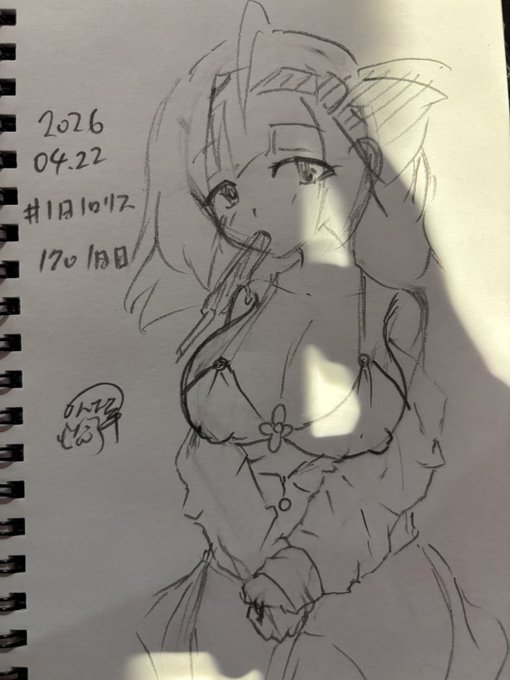 #1日1ロリス
#羊の昼活 
#水着
#ロリ巨乳
1701日目。
水着でシャツなロリスちゃん 