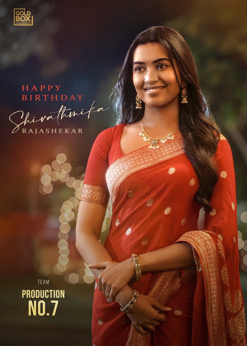 GoldboxEnts's tweet photo. Happy Birthday to very talented and dedicated Actress @ShivathmikaR ❤️‍🔥 

Can’t wait to show the world what you’ve delivered…✨

Team @GoldBoxEnts Production no. 7 💥 https://t.co/z1BvR6K2pN