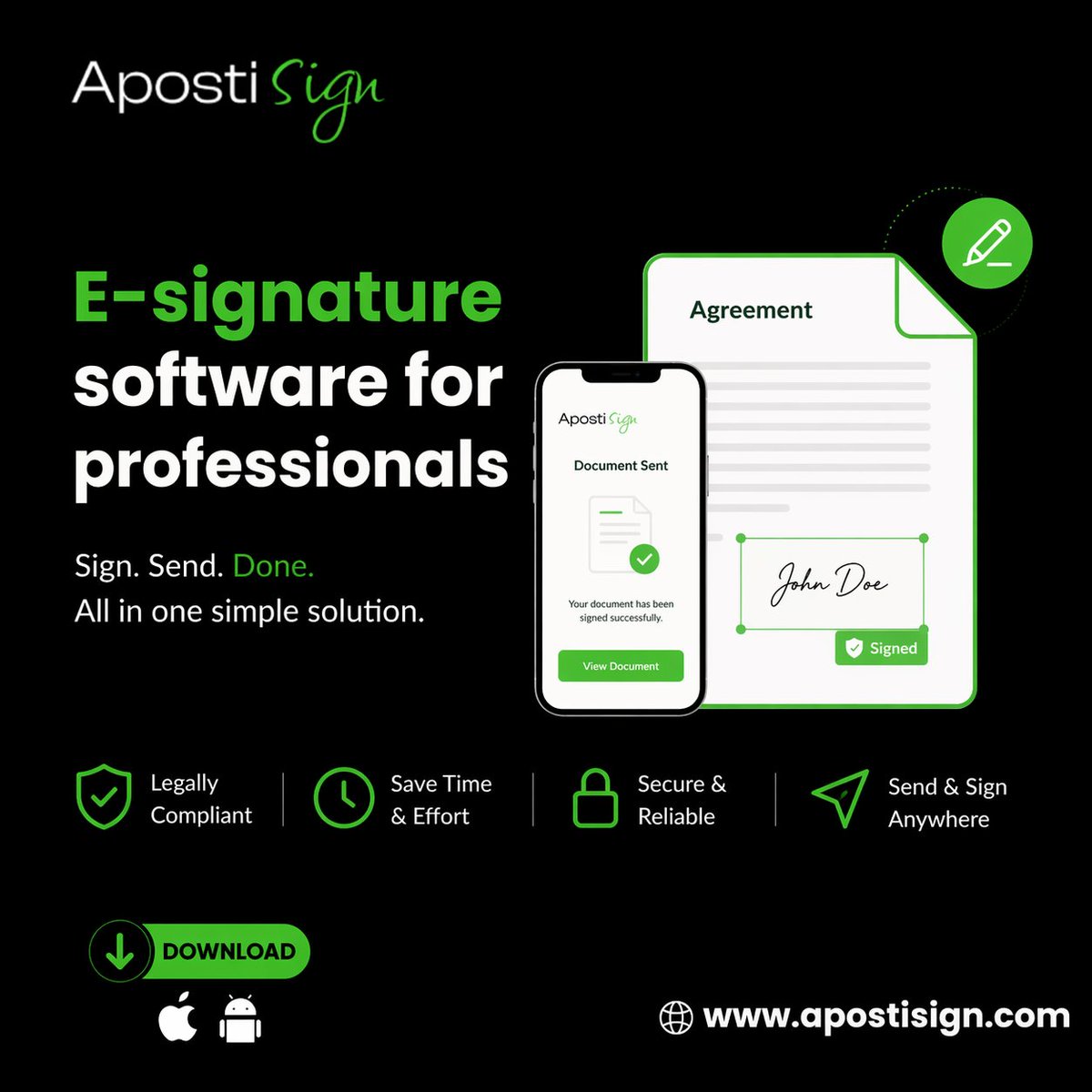 apostisign1's tweet image. 📄✍️ Sign smarter with ApostiSign!
Professional E-signature software for secure, fast &amp;amp; easy document signing.
✅ Secure
✅ Fast
✅ Compliant
✅ Anywhere Access

🌐 apostisign.com
#ApostiSign #ESignature #DigitalDocs #BusinessTools #Paperless #Productivity