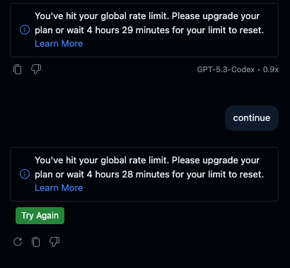 sachinsharmadev's tweet photo. @github Is this for real..?

why do i need to wait for 4.5 hours even on a Pro Account

Anyone else getting the same issue or is this just me https://t.co/zPXd2h7AQ4